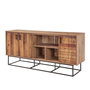 Hanah Home Consola 751, Mueble Moderno Industrial Rústico, Negro, Melamina y Metal, 180x80x40 cm